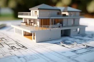 Maquette maison sur un plan